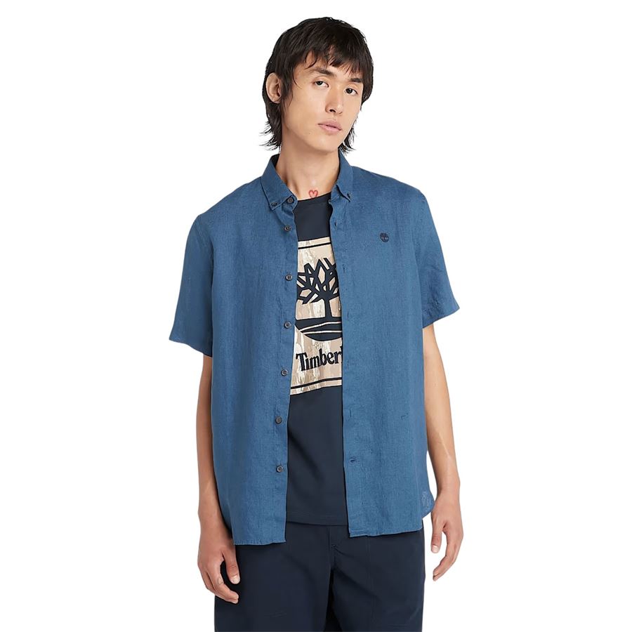 Camicia a Maniche Corte in Lino Mill Brook da Uomo Timberland | TB0A2DCC288